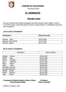 Colleferro candidature CSA 2013