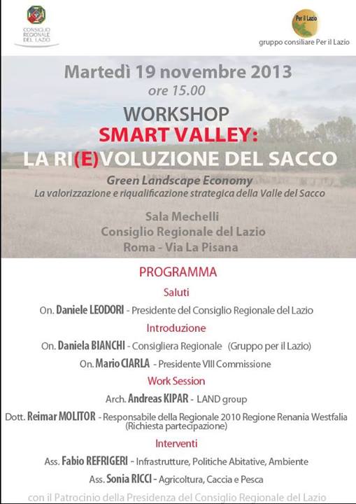 La locandina del “workshop” sul tema “Smart Valley: La Ri(e)voluzione del Sacco”