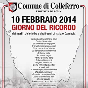 Manifesto Giorno del Ricordo Colleferro 2014
