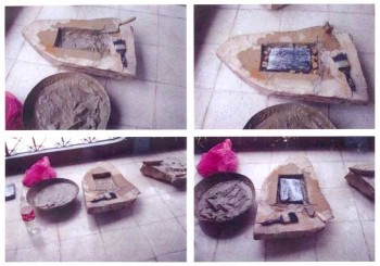 Dettaglio di come la droga veniva nascosta nei massi di pietra