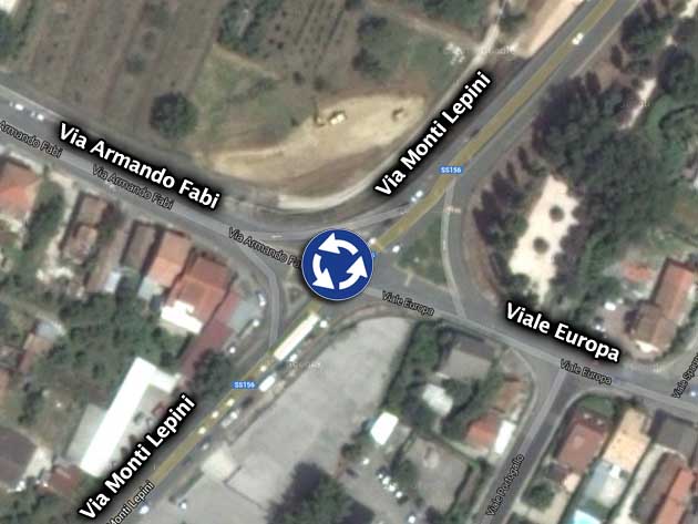 Frosinone. Terza rotatoria sulla Via Monti Lepini