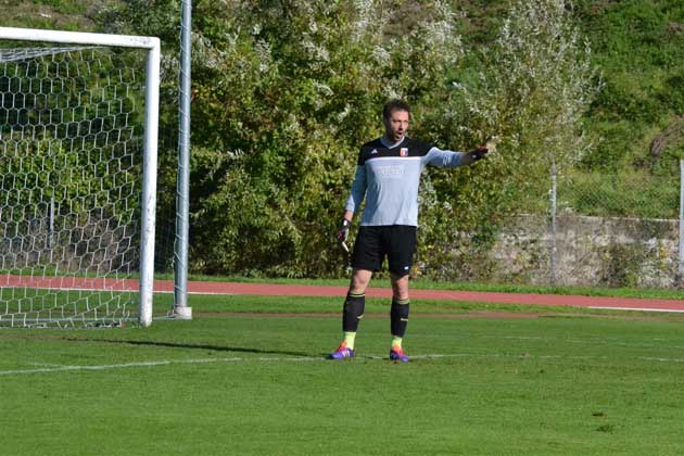 Il portiere del Rocca Priora Calcio Luca Amelia