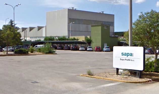 Lo stabilimento Sapa Fossanova