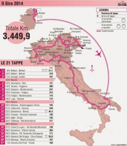 Tappe e planimetria generale del Giro d'Italia 2014