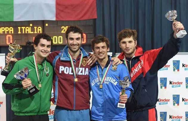 Guerra e Simoncelli (ai lati) nel podio della Coppa Italia (foto Bizzi)