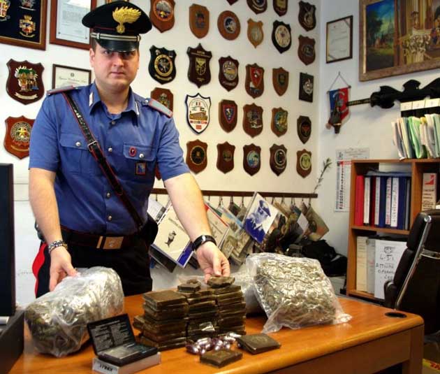 Carabinieri . Roma. Recenti sequestri di droga destinata al Pigneto