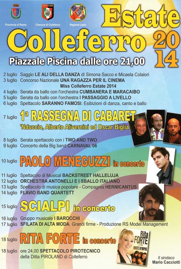 Colleferro Estate 2014. Il programma