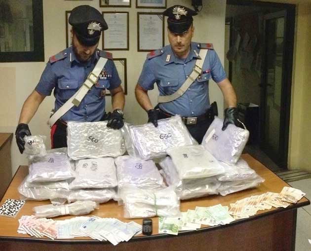 I 10 kg di marijuana sequestrati dai Carabinieri della Compagnia Roma San Pietro