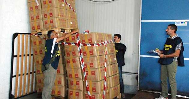 I prodotti alimentari sequestrati dal Naf