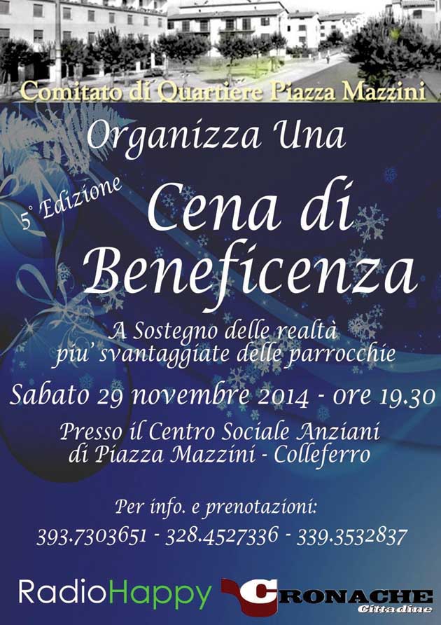 Cena Beneficenza Comitato Piazza Mazzini