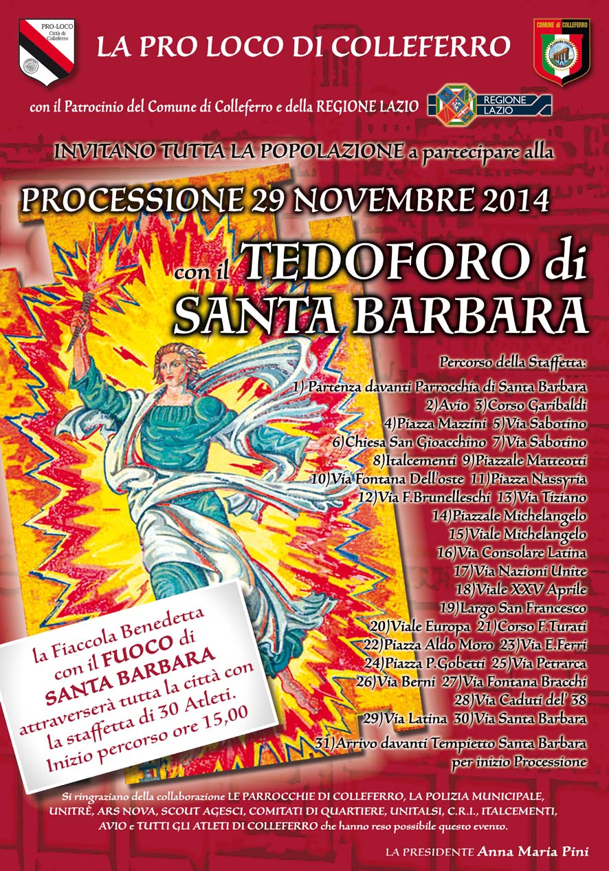 Colleferro. S. Barbara 2014. Manifesto Processione Colleferro. S. Barbara 2014. Manifesto Processione