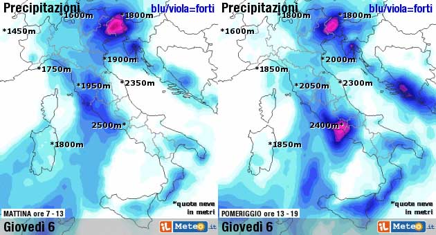 La situazione meteorologica prevista per domani Giovedì 6 Novembre sul Lazio