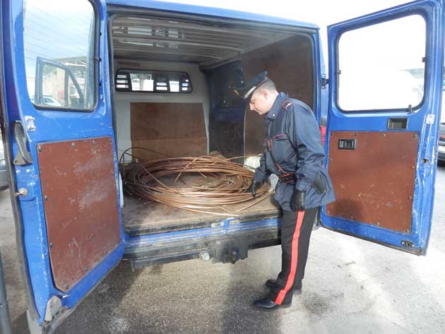 Roma. Portonaccio. Il cavo di rame recuperato dai Carabinieri