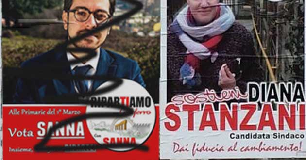 Sanna-manifesto-Primarie-imbrattato
