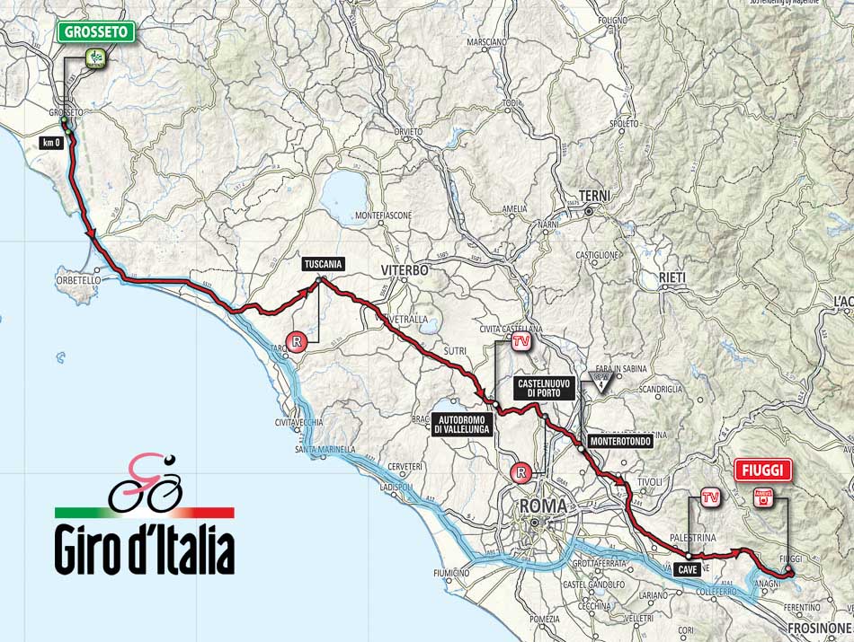 Giro d’Italia 2015 - Planimetria Tappa 7 - Grosseto-Fiuggi Giro d’Italia 2015 - Planimetria Tappa 7 - Grosseto-Fiuggi