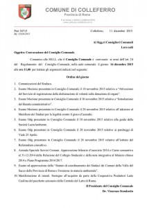 Avviso Convocazione Consiglio 16 Dicembre 2015 - ore 11