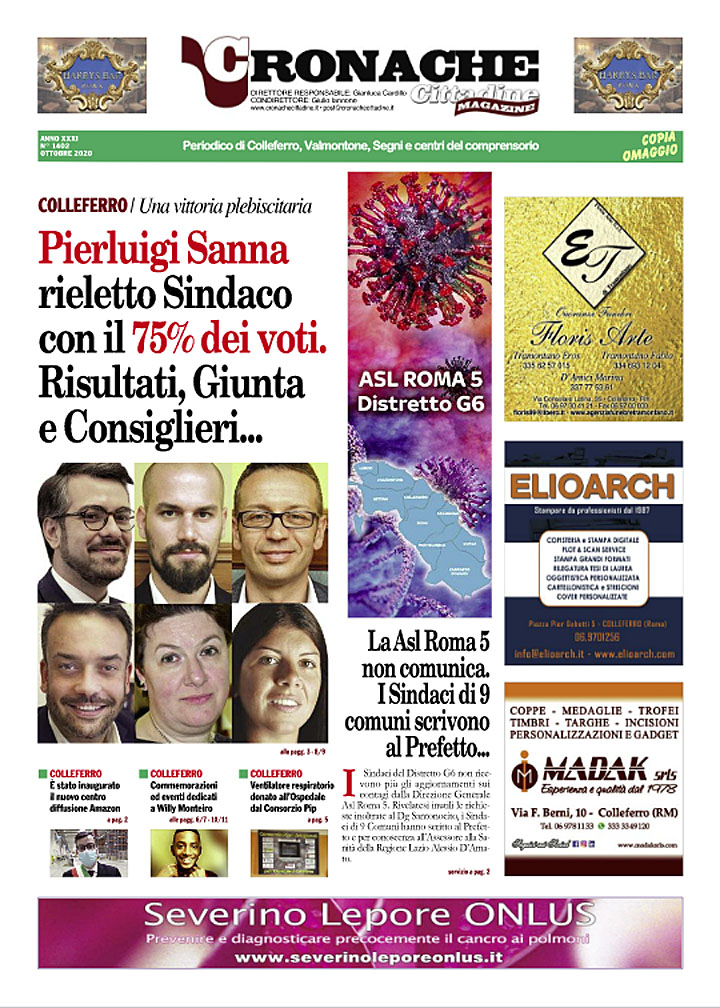 Cronache Cittadine • Il Giornale n. 1402 di Ottobre 2020 è in distribuzione gratuita Cronache Cittadine • Il Giornale n. 1402 di Ottobre 2020 è in distribuzione gratuita